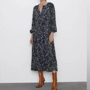 Zara Floral Print Midi Dress